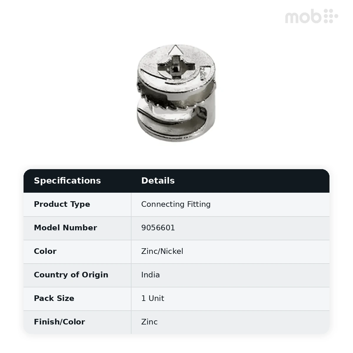 Hettich Rastex 3 Part with 10 mm Socket Rastex 15/18 Zinc/Nickel Cam code: 9056601 - image 2