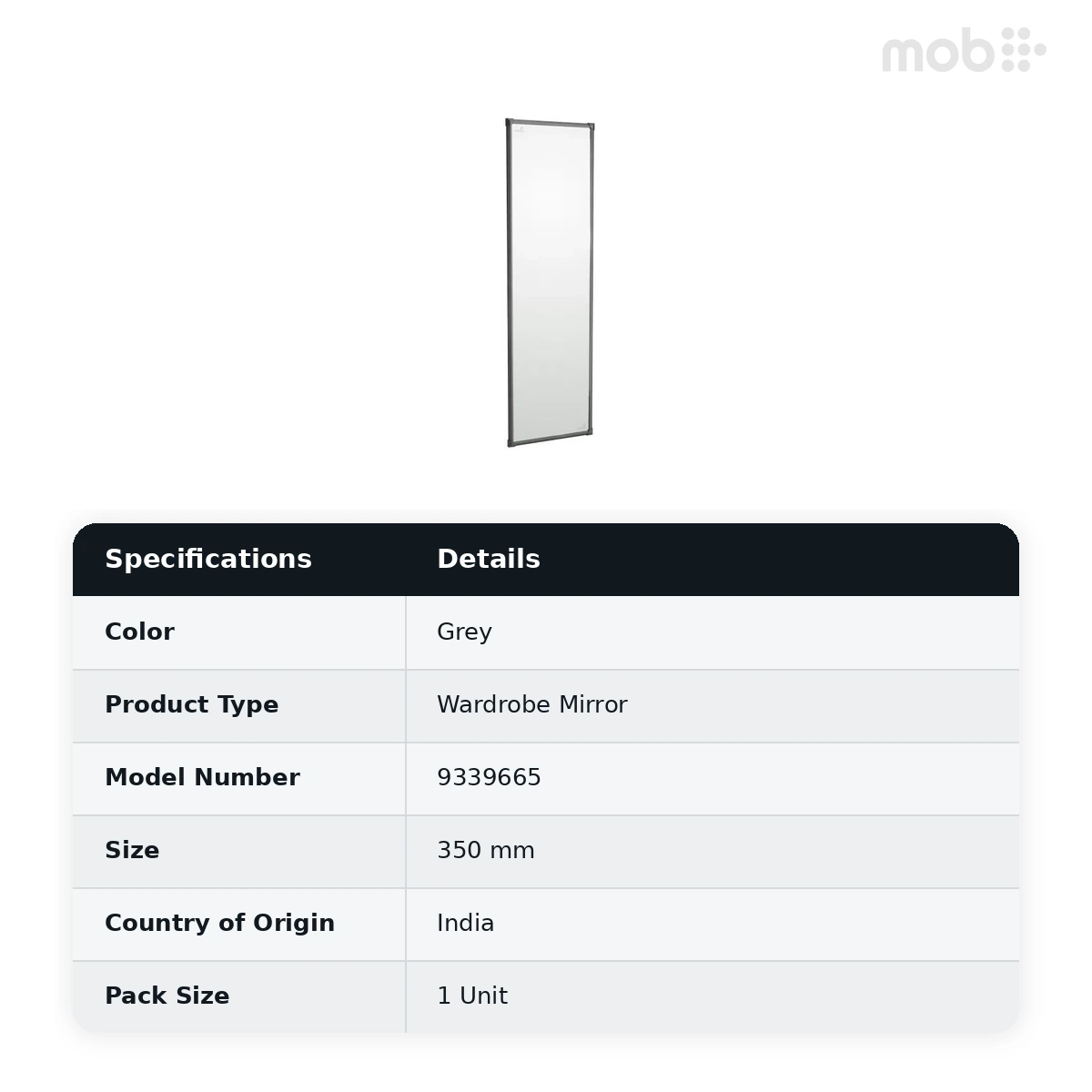Hettich Revolve Mirror 350 mm - Grey Finish code: 9339665 - image 2