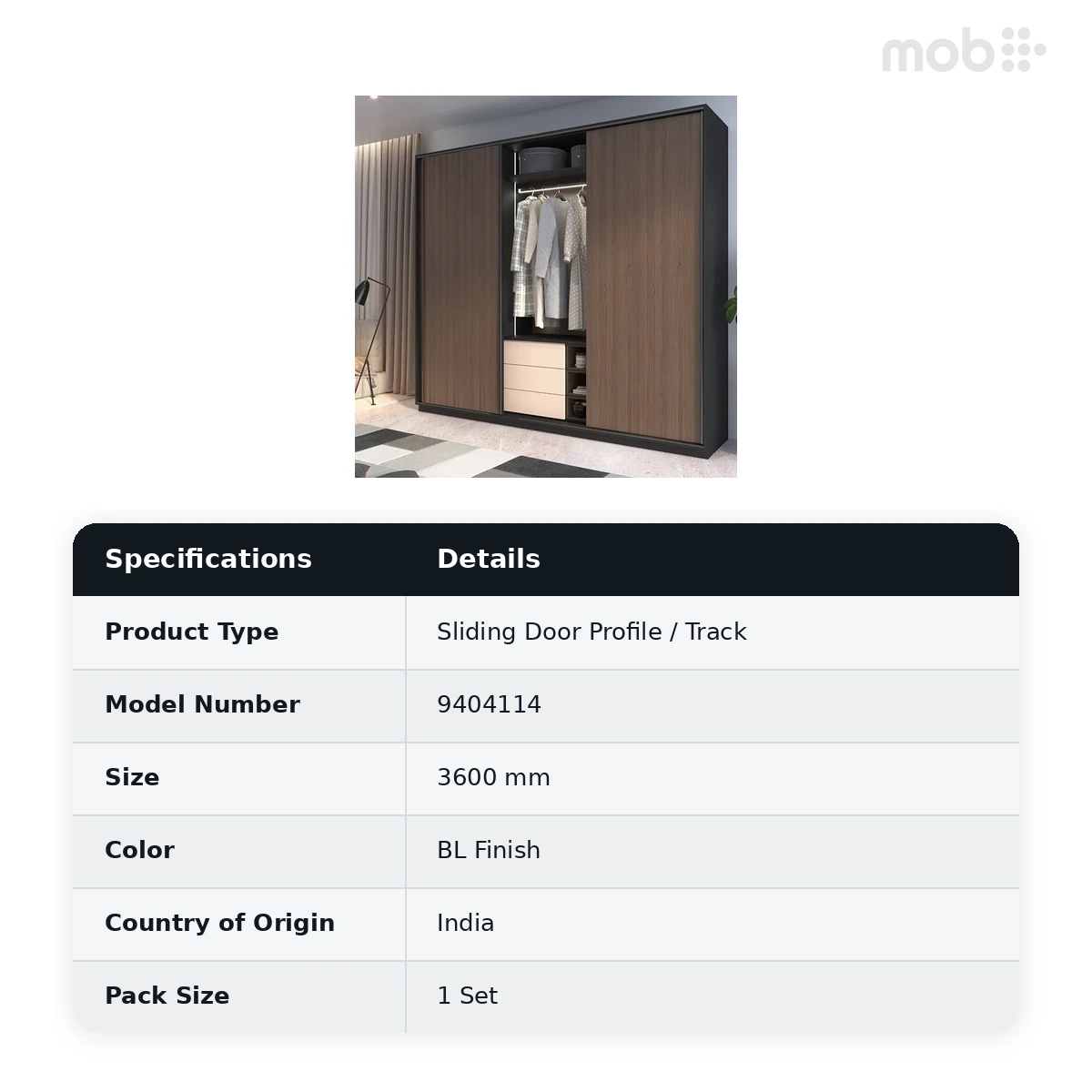 Hettich Runner, Guide and Cover Profile BL 3600 mm (18-22 mm thickness), Article 9404114 - image 2
