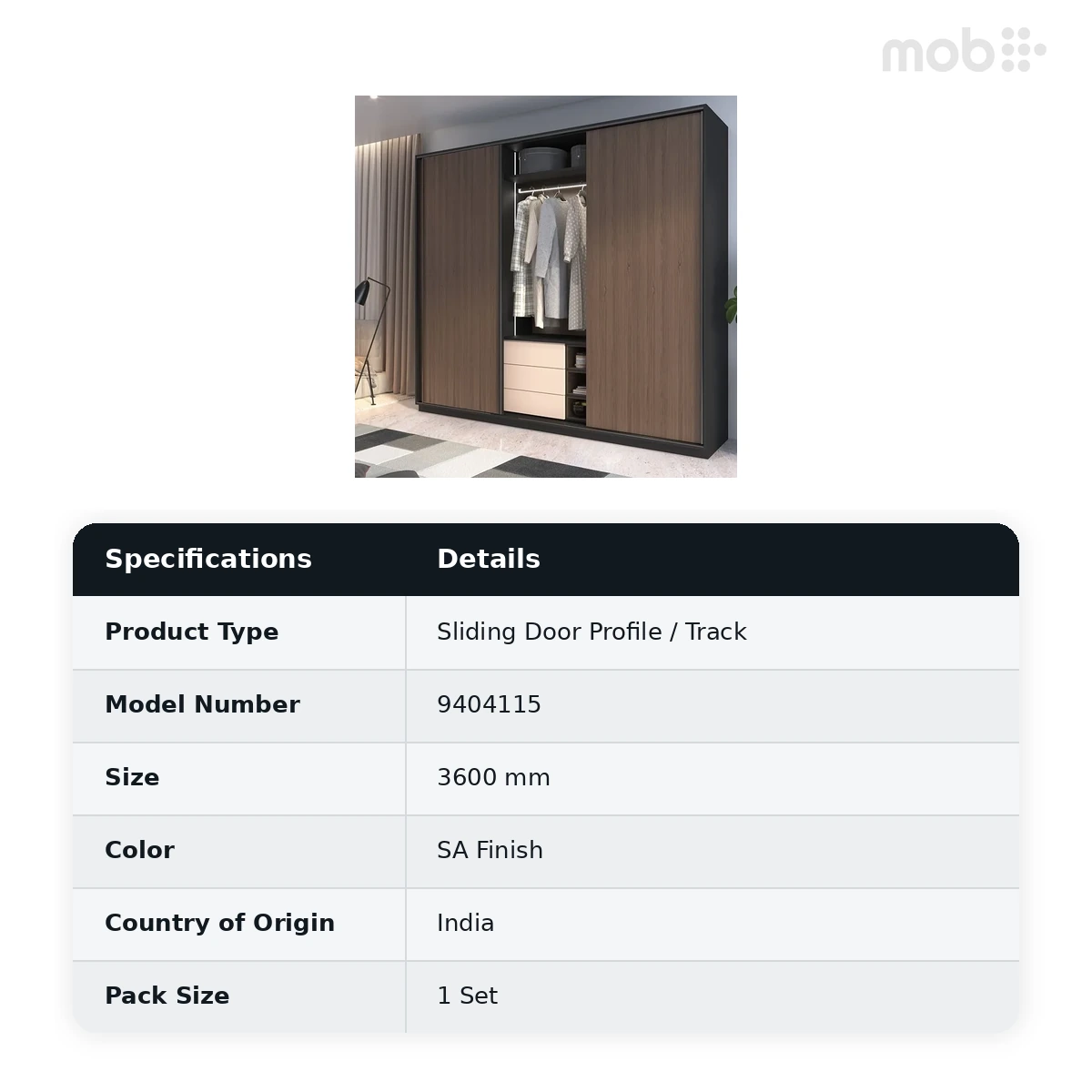 Hettich Runner, Guide and Cover Profile SA 3600 mm code: 9404115 - image 2