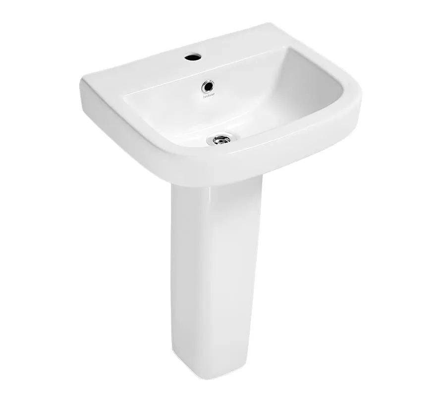 Hindware Neo Mini - Full Pedestal Basin, Size : 500 x 400 x 800 mm, Basin Cat. No. : 10099 & Ped : 11032, Star White - image 1
