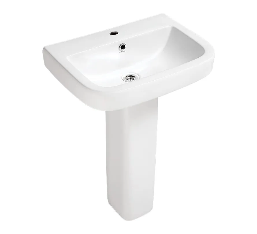 Hindware Neo - Full Pedestal Basin, Size : 550 x 400 x 800 mm, Basin Cat. No. : 10098 & Ped : 11032, Star White - image 1