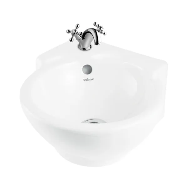 Hindware Classic Corner Wall Hung Basin, Size : 350 x 350 mm, ID : 10055, Star White - image 1