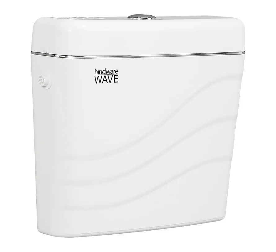 Hindware Wave (Dual Flush) PVC Cistern, Size : 400 x 125 x 356 mm, Cat No. : 509801, Star White