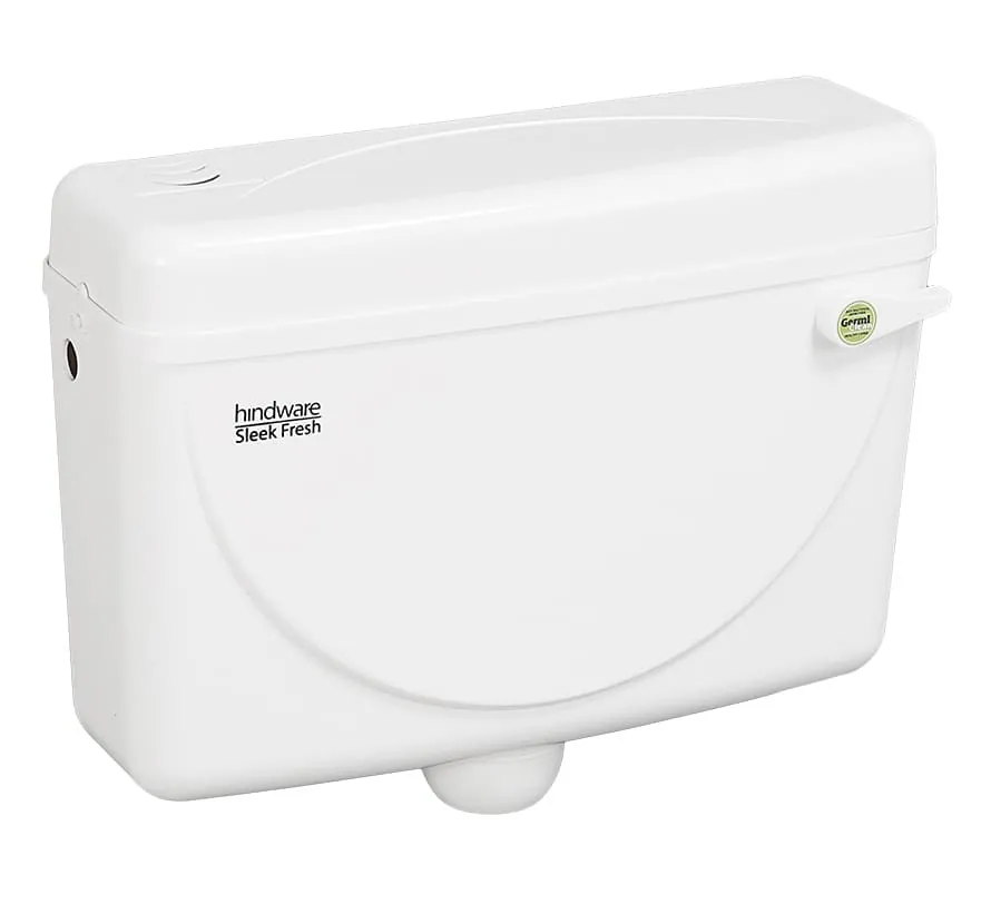 Hindware Sleek Fresh (Single Flush) PVC Cistern, Size : 370 x 120 x 406 mm, Cat No. : 510218, Star White