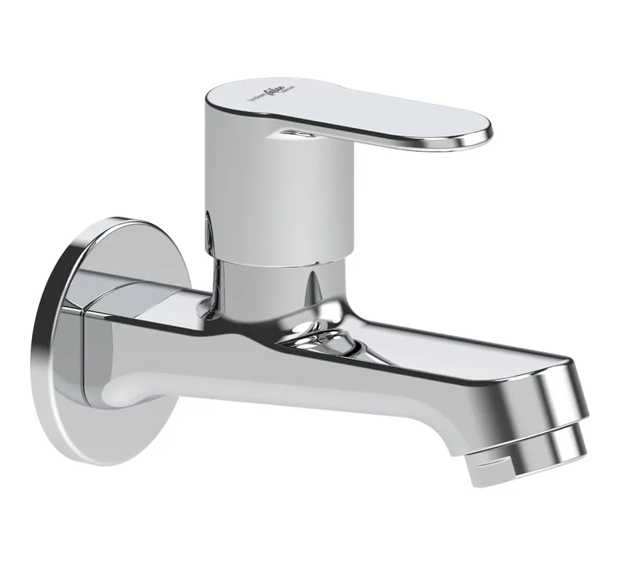 Hindware Studio Bib Cock Long Body With Wall Flange, Cat. No.: F690006, Chrome