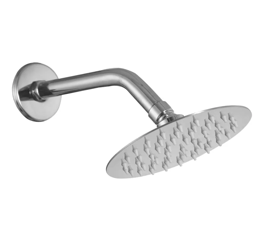 Hindware Ultra Thin SS Rain Shower With 225mm Shower Arm - Round, 150mm, Cat. No.: F160144, Chrome
