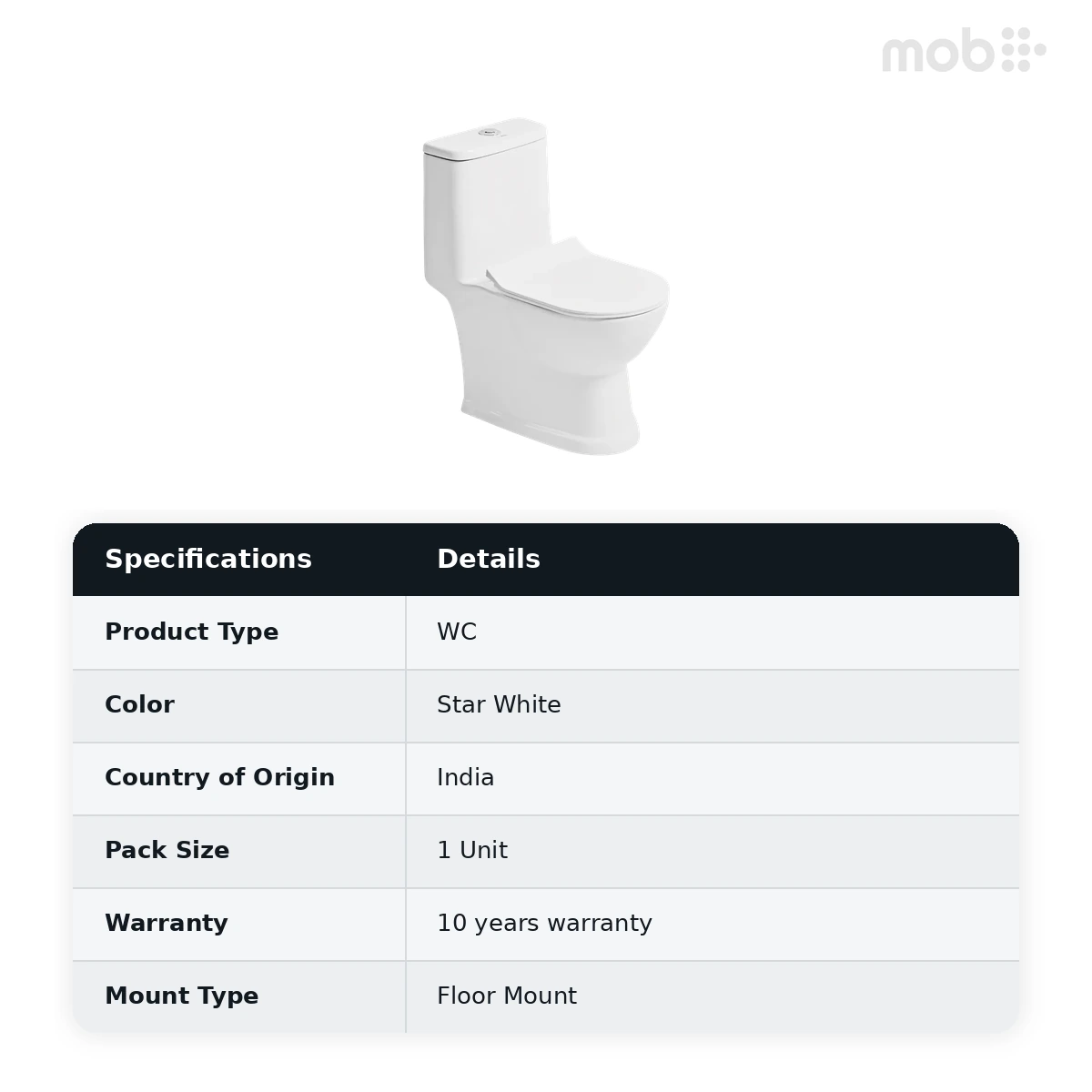 Hindware Ace WD One Piece Toilet, Size : 620 x 370 x 745 mm, ID : 92657(S-220), Star White - image 2