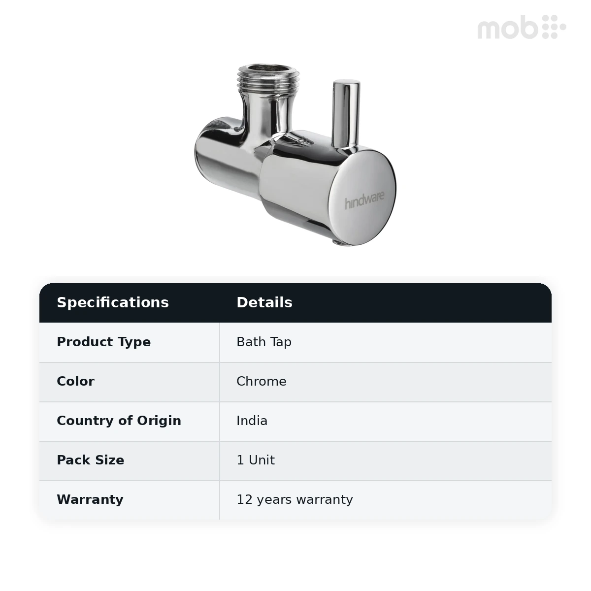 Hindware Angular Stop Cock W/O Wall Flange, Cat. No.: F850073, Chrome - image 2