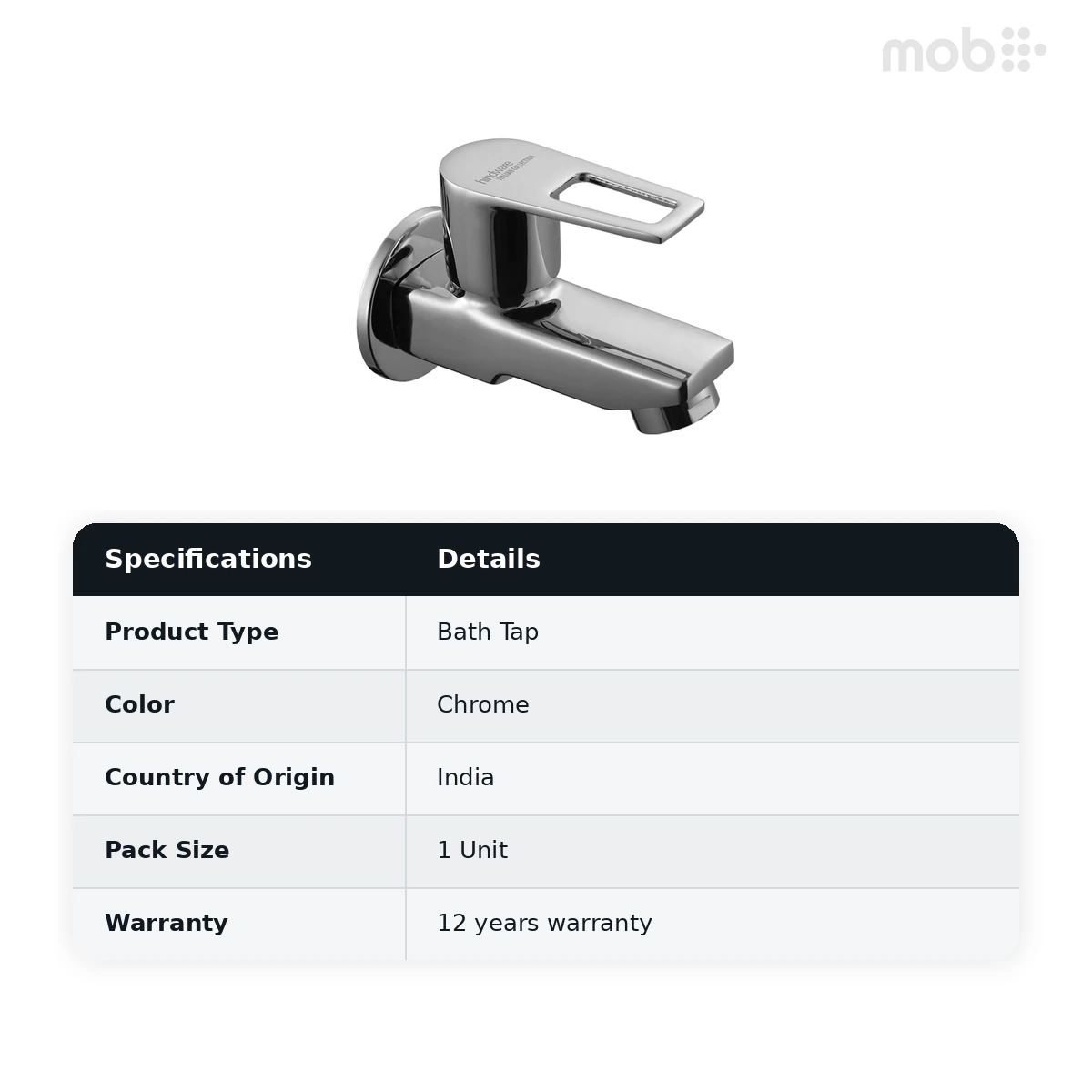 Hindware Aspiro Bib Cock With Wall Flange, Cat. No.: F570004, Chrome - image 2