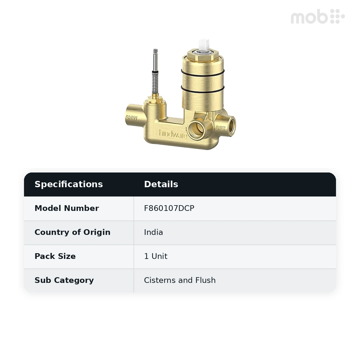 Hindware Body Of Hi-Flow Single Lever Concealed Mixer & Diverter For Bath & Shower System W/O Sleeve Cat. No. : F860107DCP - image 2