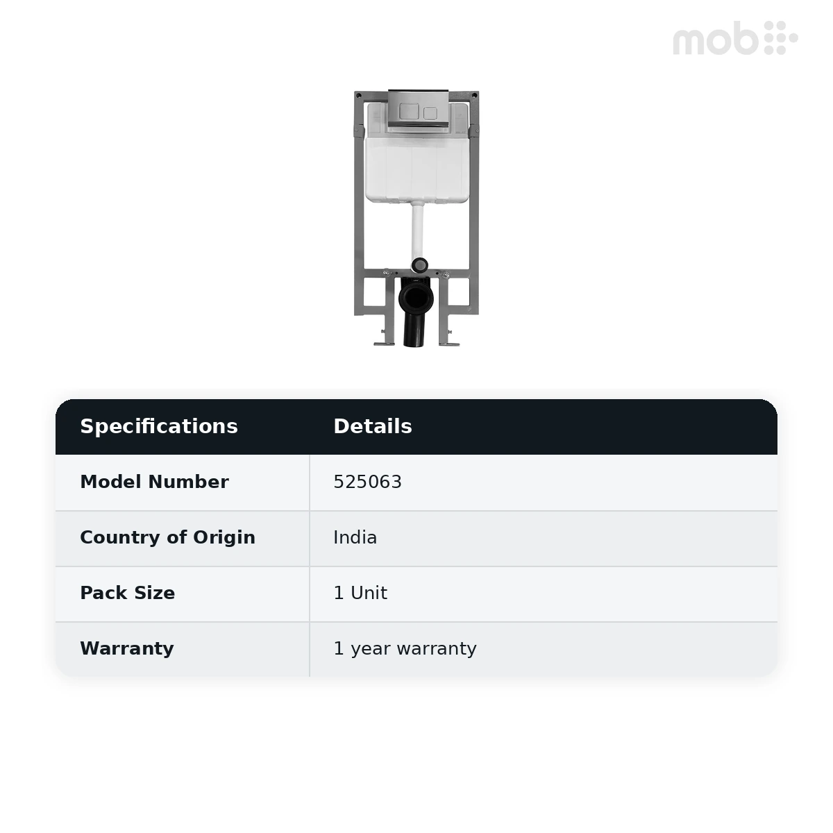 Hindware Concealo Neo(Pneumatic Concealed Cistern Full Frame & Drain Set - QF), Cat. No. : 525063