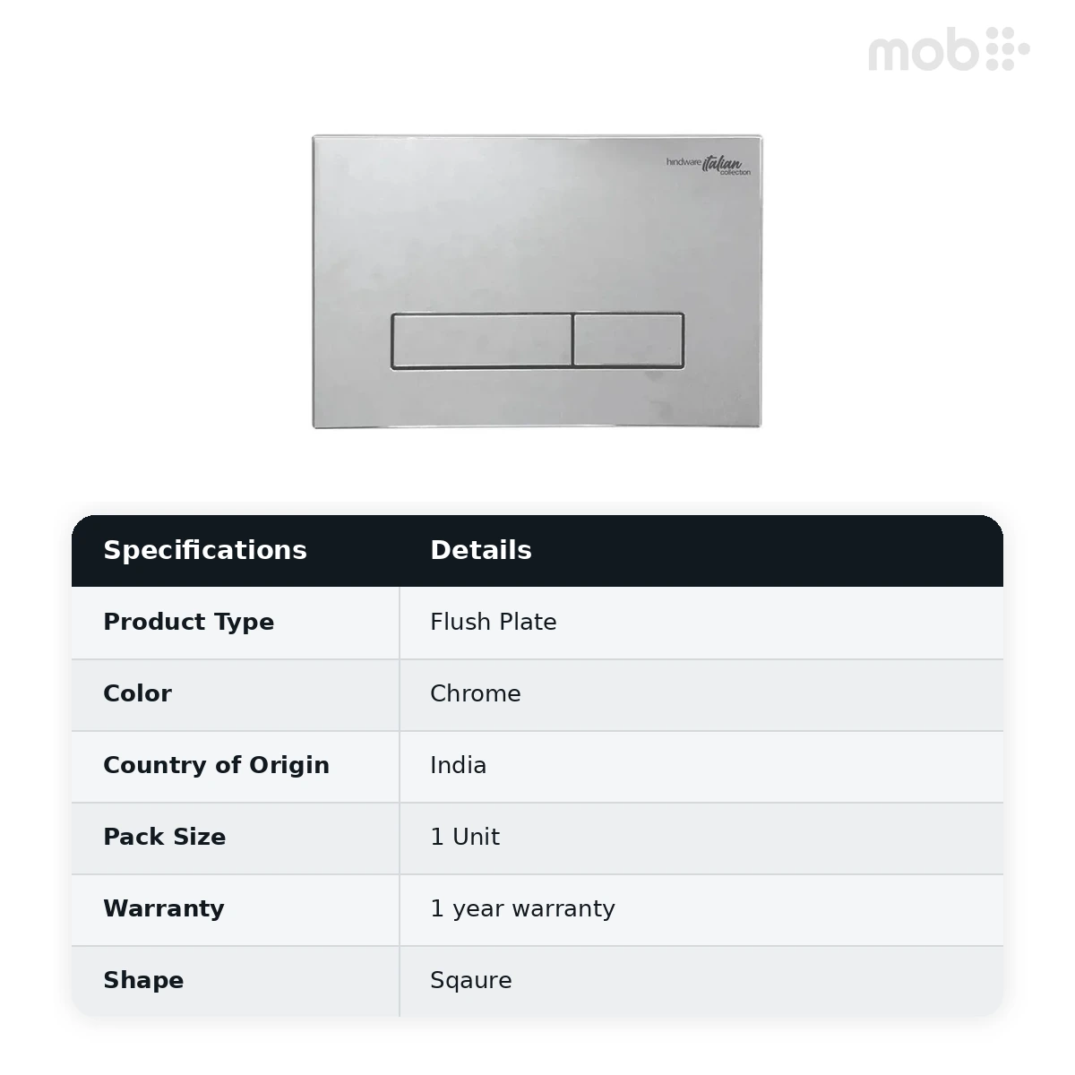 Hindware Loop Neo Flush Plate, Cat. No. : 525017, Chrome - image 2