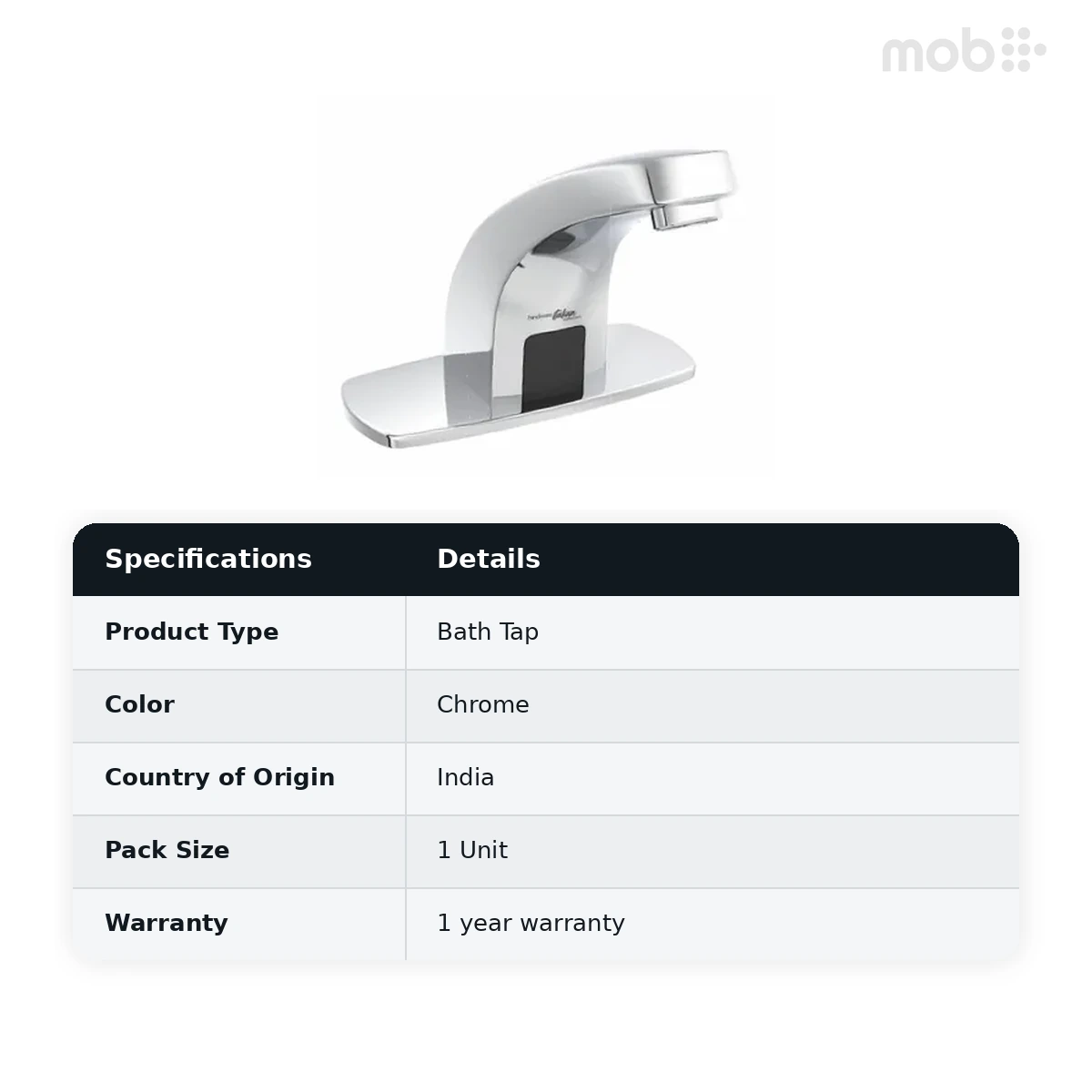 Hindware Sensible Range - "Eco" Sensor Faucet (AC & DC), Cat. No.: F240011, Chrome - image 2