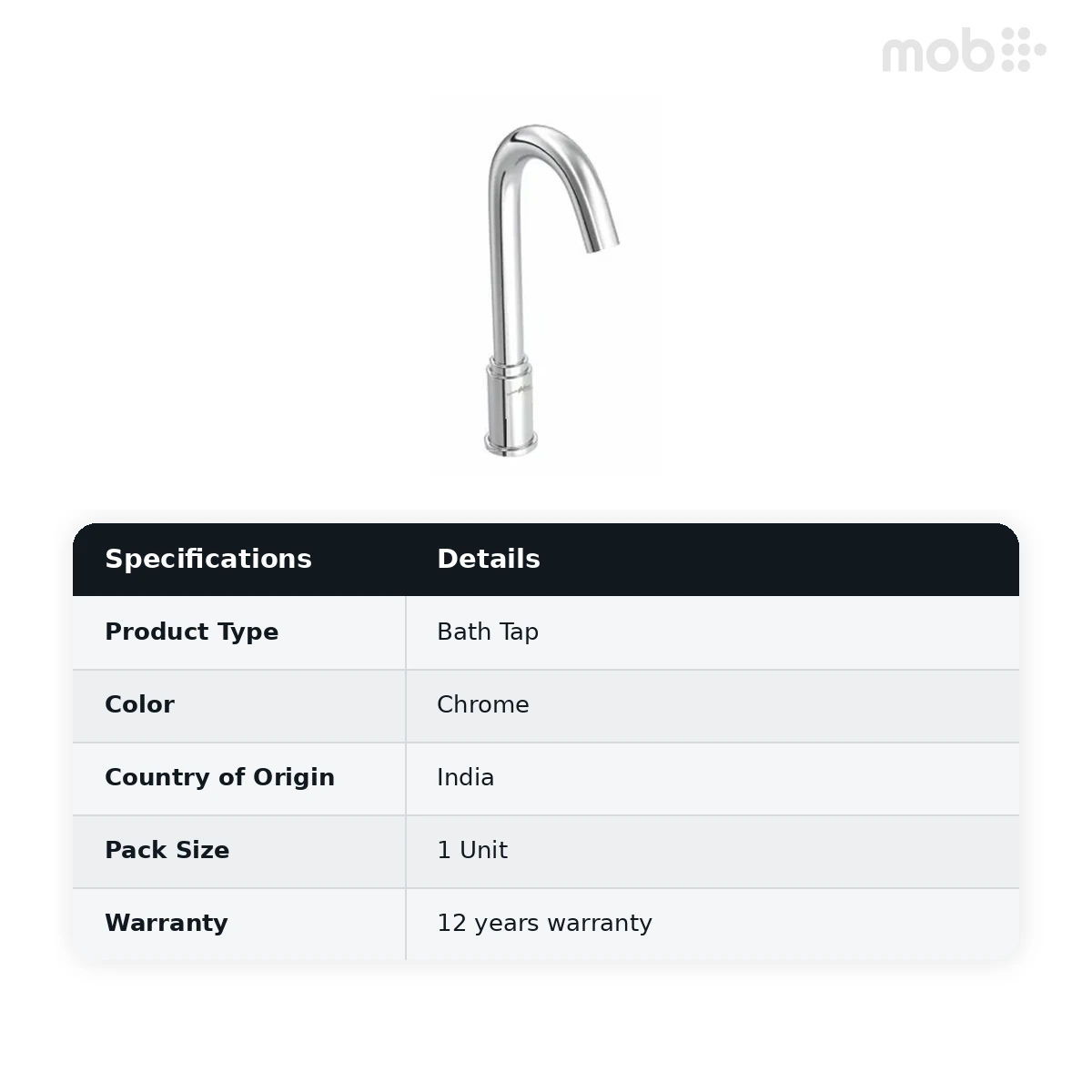 Hindware Sensible Range - Pillar Sensor Tall “Flora” (AC & DC), Cat. No.: F240009, Chrome - image 2
