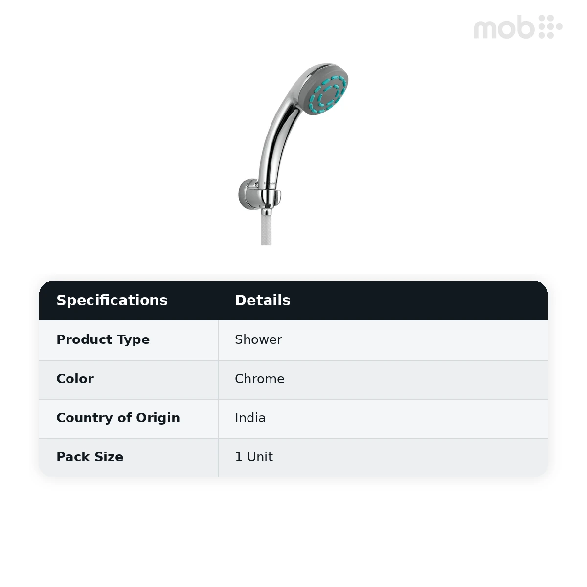 Hindware Single Flow Hand Shower with 1 mtr PVC Hose Pipe, Cat. No.: F160026, Chrome - image 2