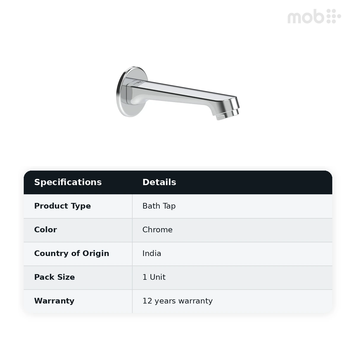 Hindware Studio Bath Tub Spout, Cat. No.: F690009, Chrome - image 2