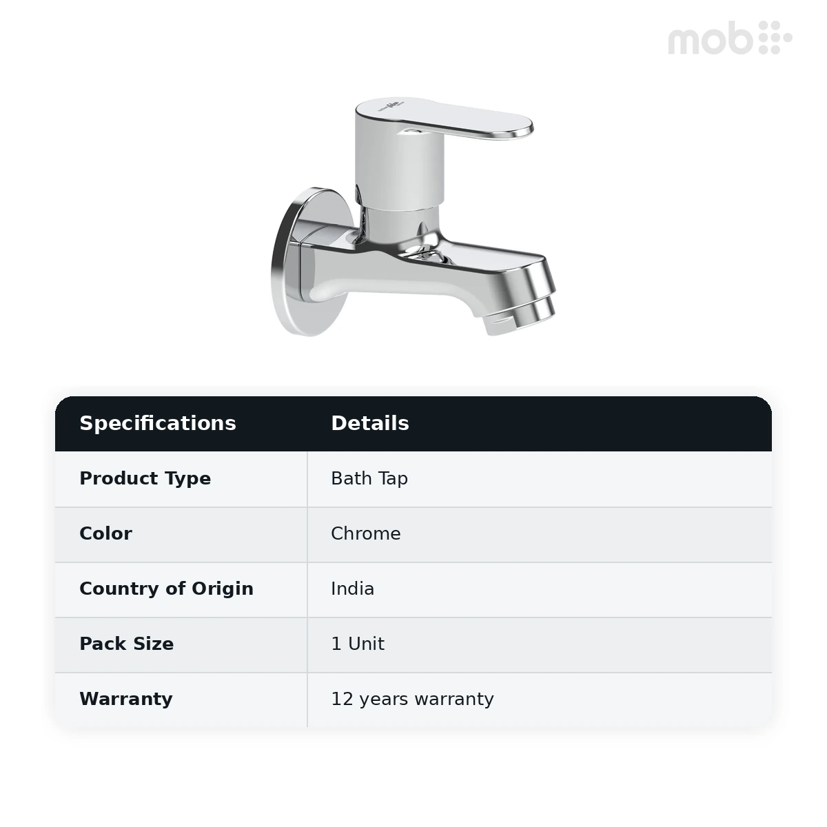 Hindware Studio Bib Cock With Wall Flange, Cat. No.: F690004, Chrome - image 2