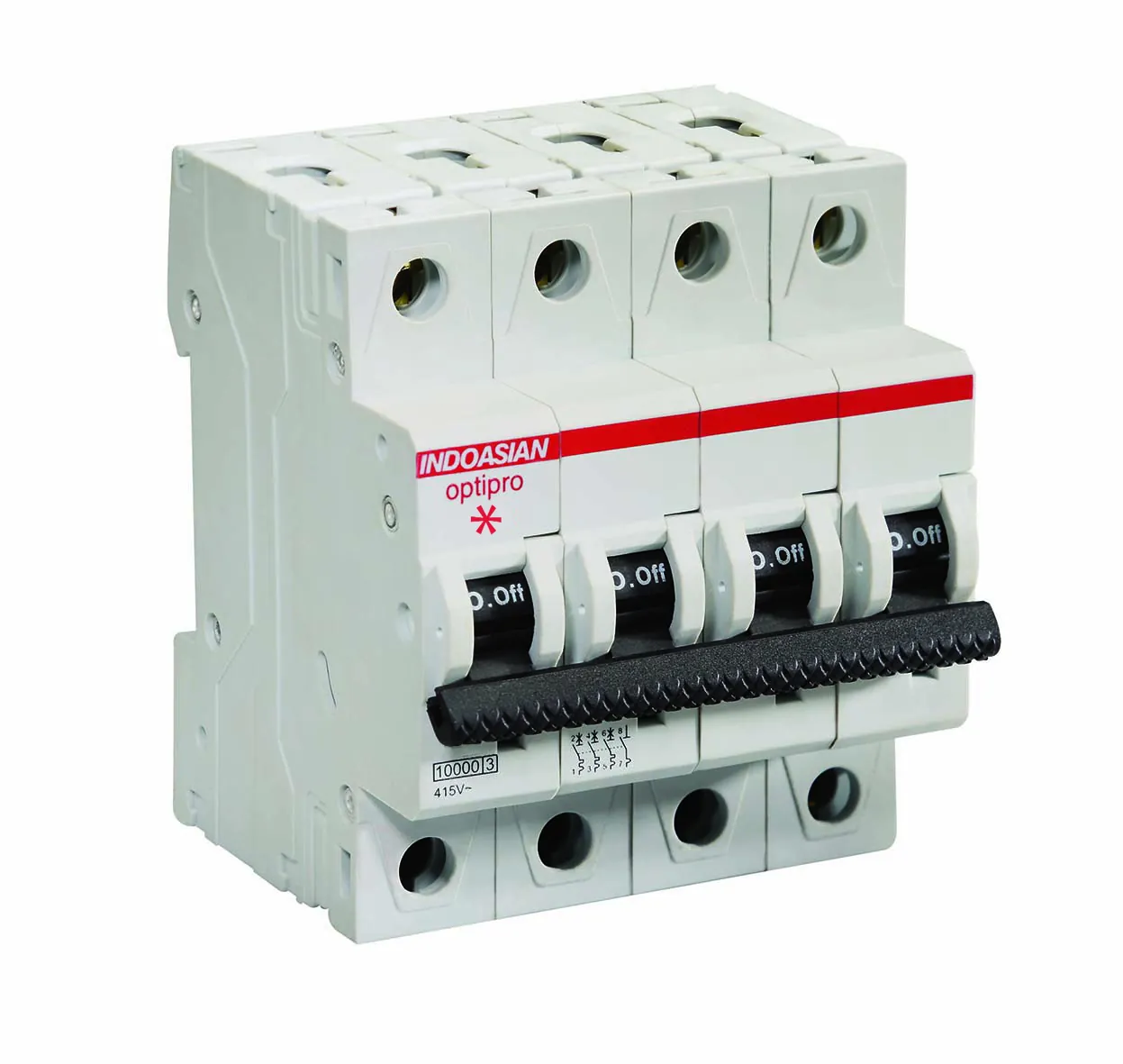 IndoAsian Optipro C Curve Three Pole Neutral 6A Miniature Circuit Breaker (MCB) 811210