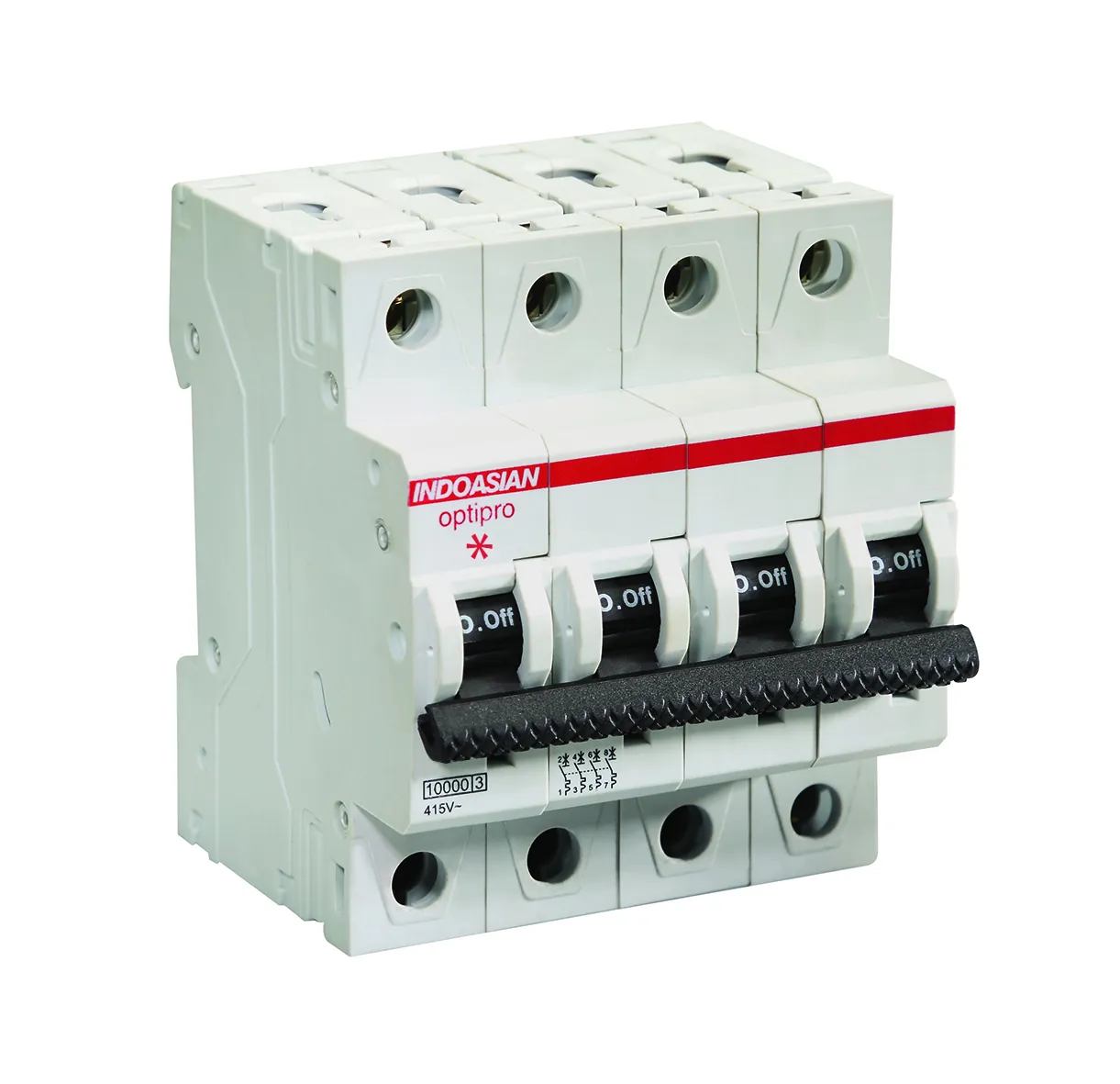 IndoAsian Optipro C Curve Four Pole 6A Miniature Circuit Breaker (MCB) 811232