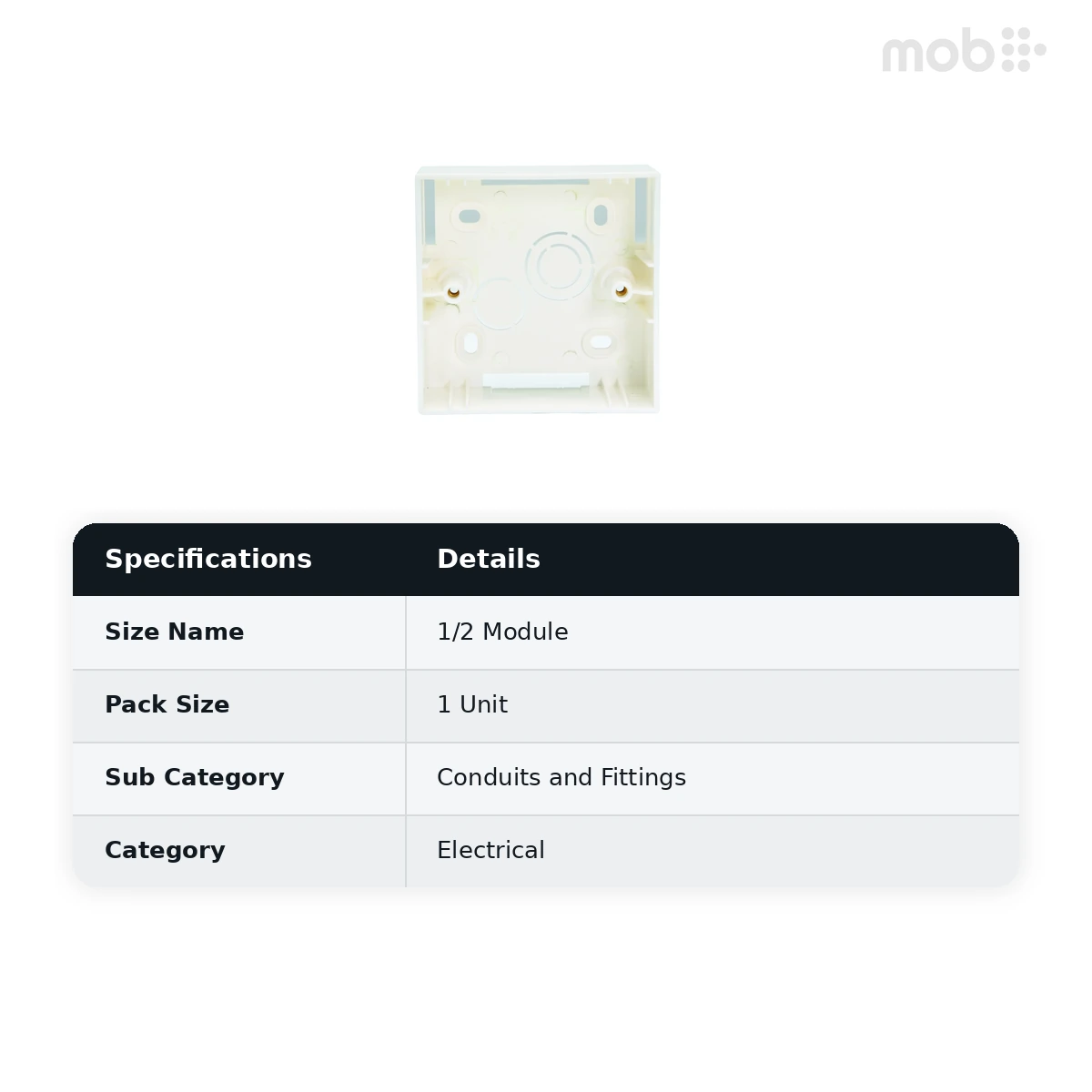 IndoAsian Shynora Plastic White Surface Box- 1/2M 800182 - image 2