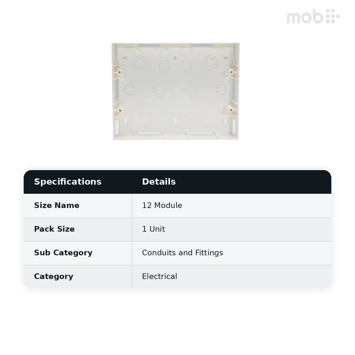 IndoAsian Shynora Plastic White Surface Box- 12M 800185 - image 2