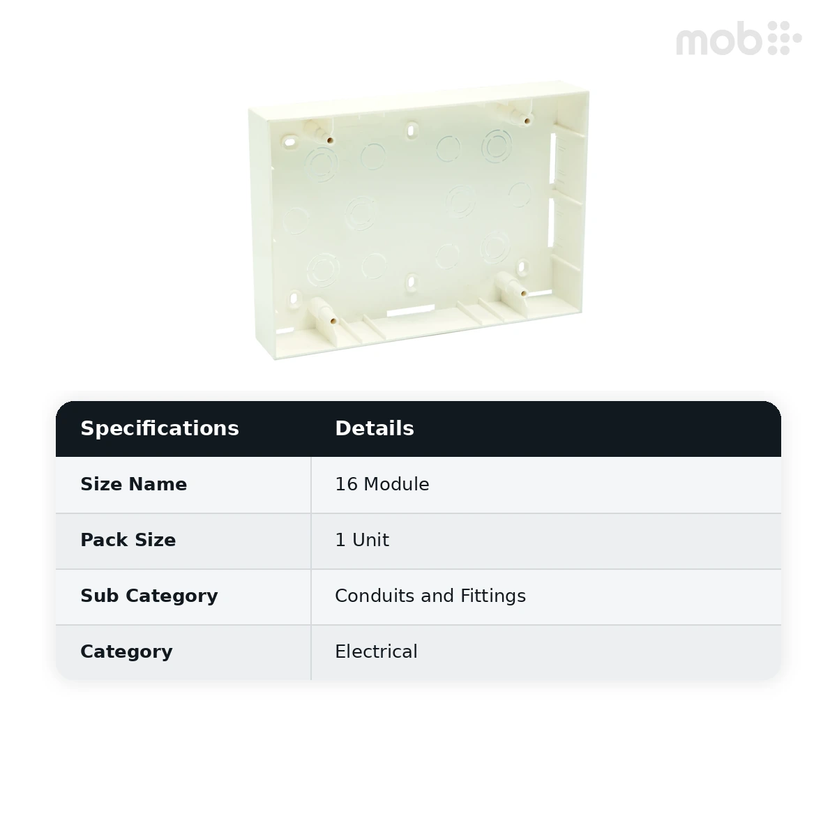 IndoAsian Shynora Plastic White Surface Box- 16M 800189 - image 2