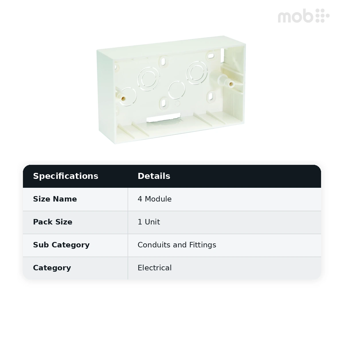 IndoAsian Shynora Plastic White Surface Box- 4M 800184 - image 2