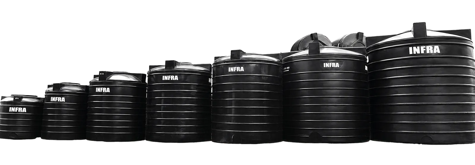 Infra Vertical Overhead Water Storage Tank, 300 L, Black, 29 Inch Diameter x 30 Inch Height