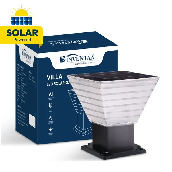 Inventaa Villa 10W Solar Panel LED Solar Gate Light 8-inch Square 3-in-1 SLR-2230
