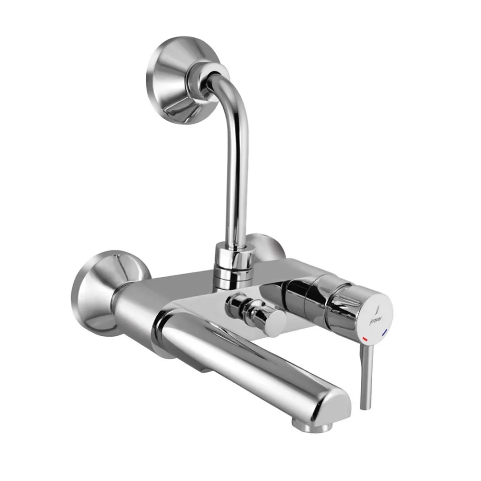 Jaquar Florentine Prime Single Lever Bath & Shower Wall Mixer with Overhead Shower Provision, 115 mm Bend Pipe, Chrome | Code: FLP-CHR-5117PM