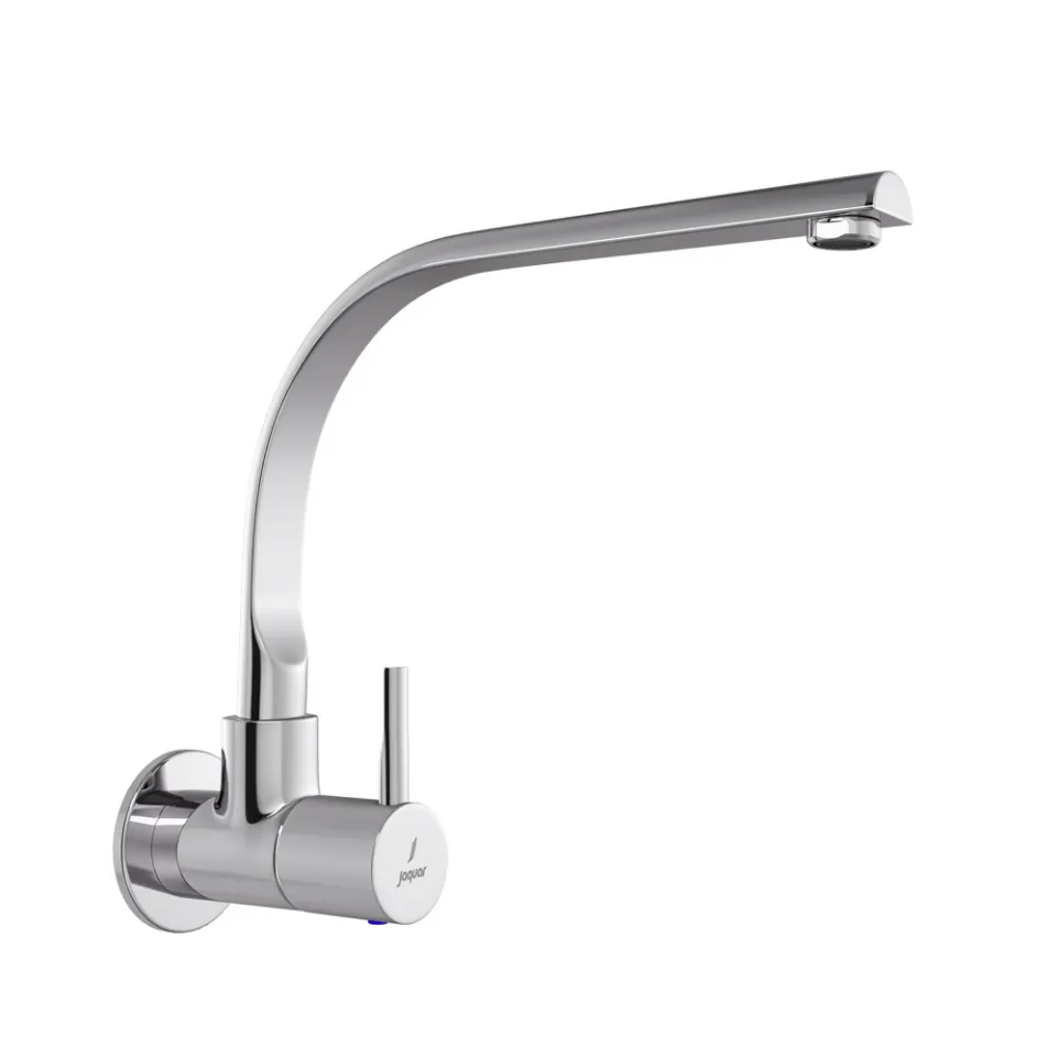 Jaquar Florentine Prime Sink Cock with Long Extended Swinging Spout and Wall Flange, Wall Mounted, Chrome | Code: FLP-CHR-5347PMLSD