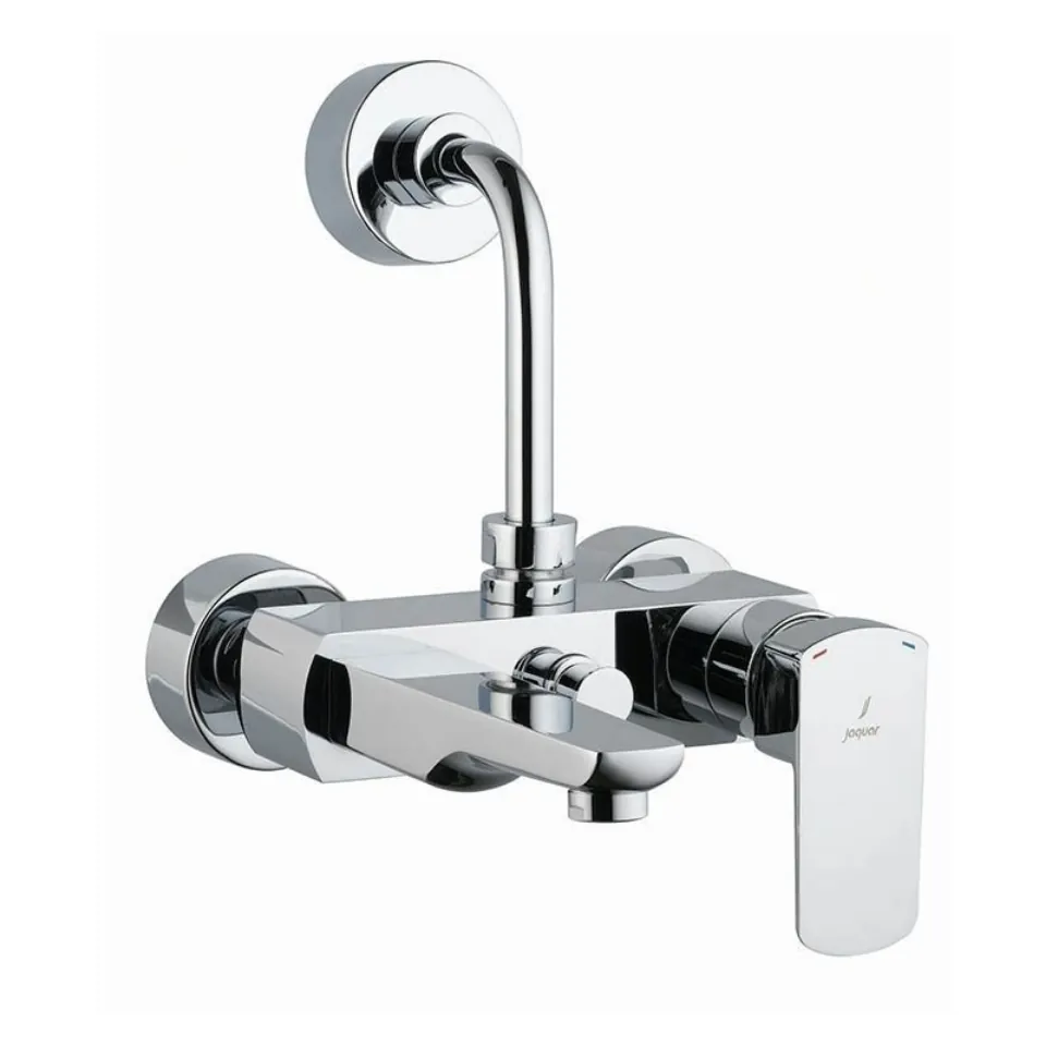 Jaquar Kubix Prime Single Lever Bath & Shower Wall Mixer with Overhead Shower Provision, 115 mm Bend Pipe, Chrome | Code: KUP-CHR-35117PM