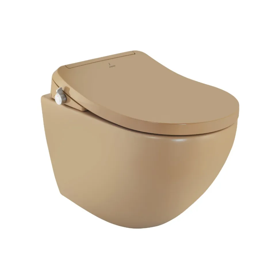 Jaquar Bidspa Rimless Blind Installation Wall-Hung Electronic WC with PP Seat Cover, 375 x 520 x 360 mm, Beige Matt | Code: ITS-BEM-6953NBIPP