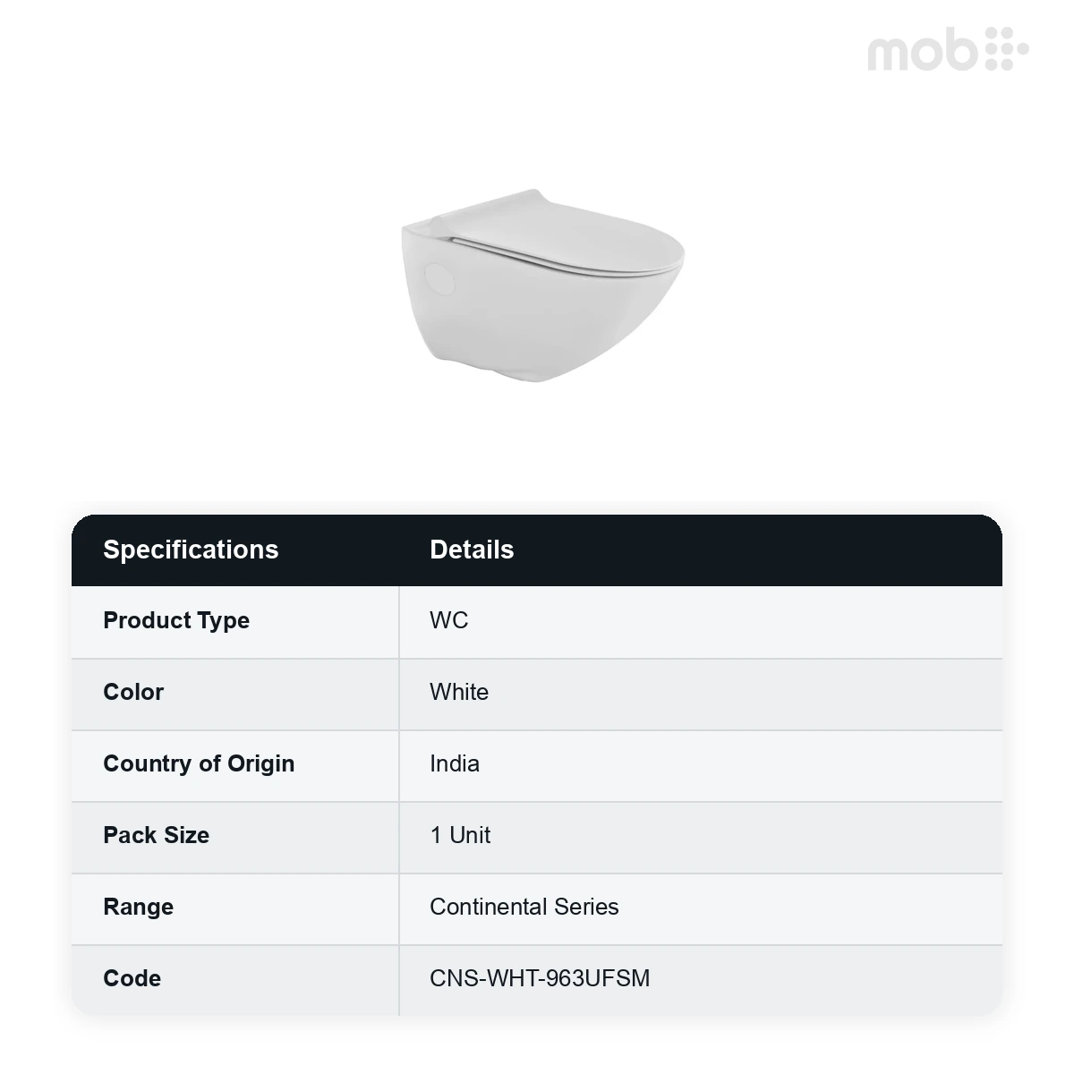 Jaquar - Rimless Wall Hung Wc - Sanitaryware CNS-WHT-963UFSM - image 2