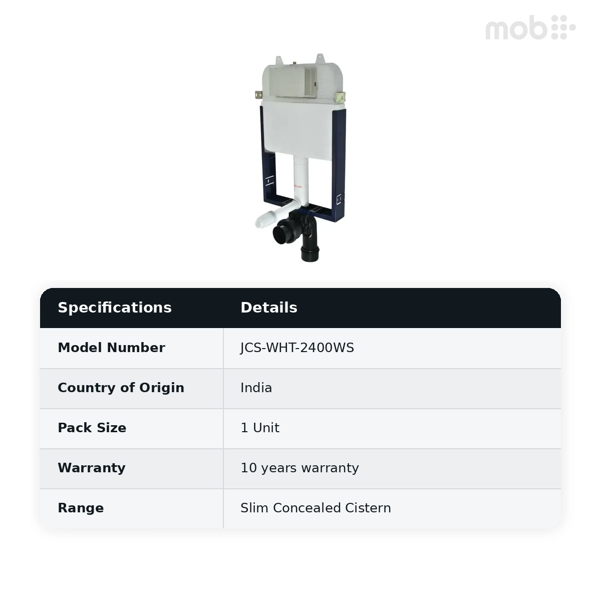Jaquar - Single Piece Slim Concealed Cistern with Wall Mounting Frame - Slim Concealed Cistern -  - JCS-WHT-2400WS - image 2