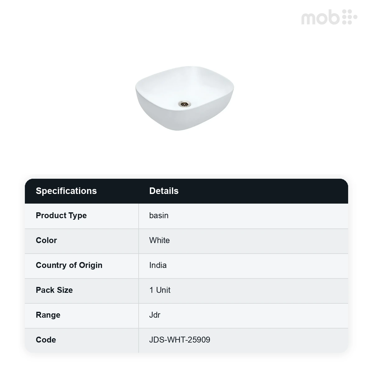 Jaquar - Thin Rim Table Top Basin - Jdr -JDS-WHT-25909 - image 2