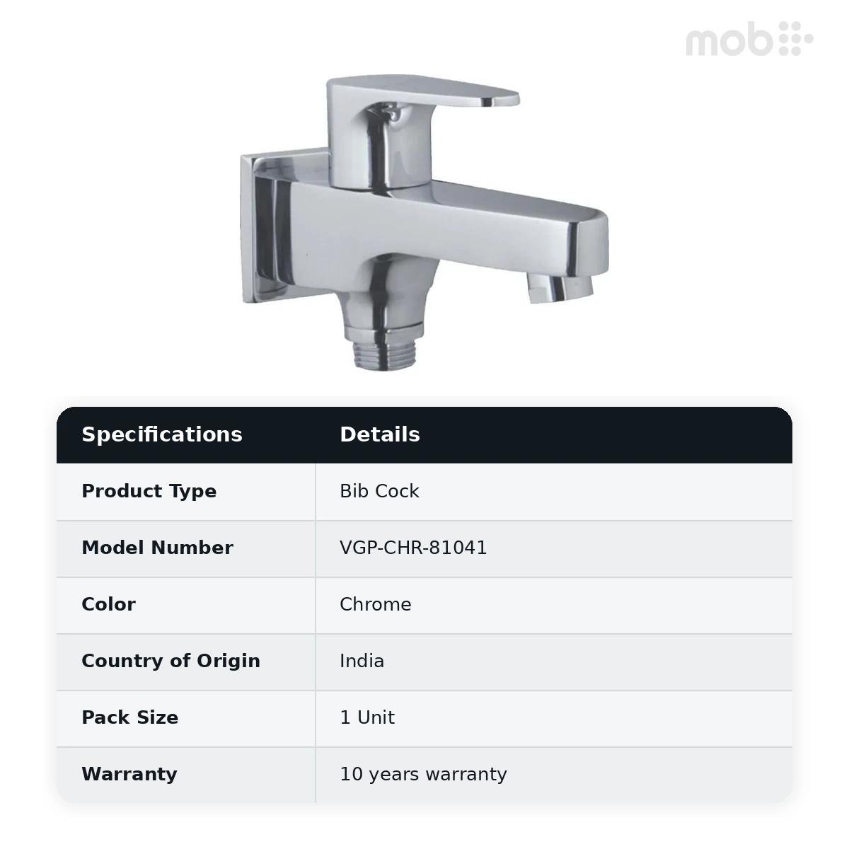 Jaquar Vignette Prime 2 Way Bib Cock, Cat. No.: VGP-CHR-81041, Chrome