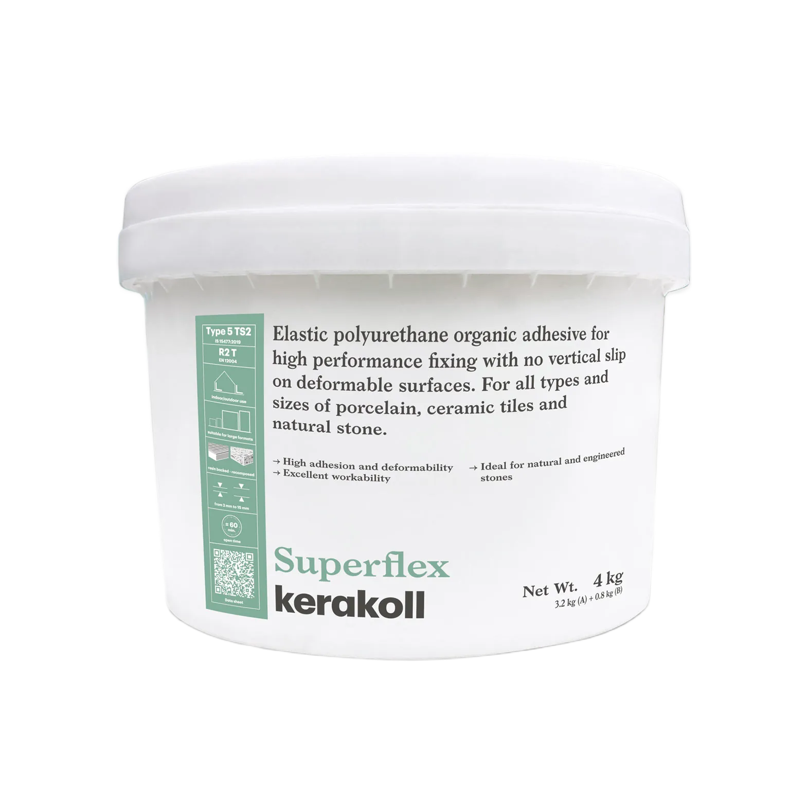 Kerakoll Superflex Two-Component Elastic Tile and Stone Adhesive, 4Kg Monopack