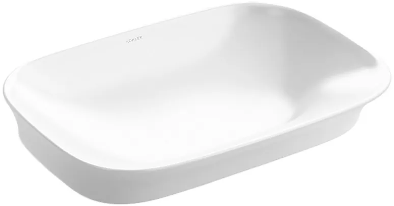 Kohler VIVE® 55.2 cm rectangular vessel bathroom sink, no overflow, Cat. No.: 28784IN-0, White