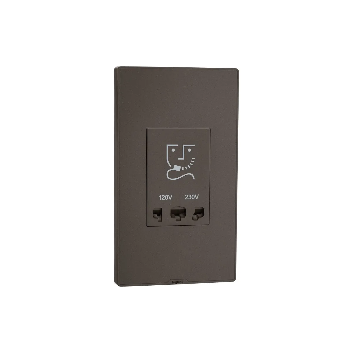 Legrand Myrius Shaver Socket - 120/230V AC - Monoblock with Plate - 4 Module, Cat. No.: 6794 59
