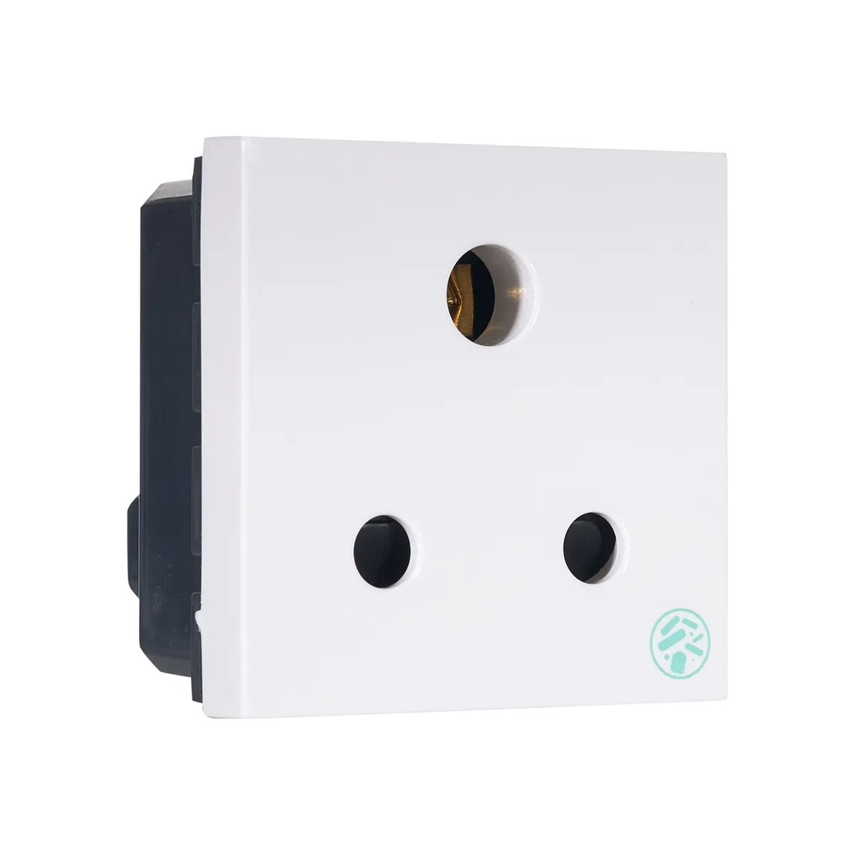 Legrand Myrius 6A - Socket - with Shutter - 3 Pin - ISI - 2 Module - Anti - Bacterial, Cat. No.: 6792 38