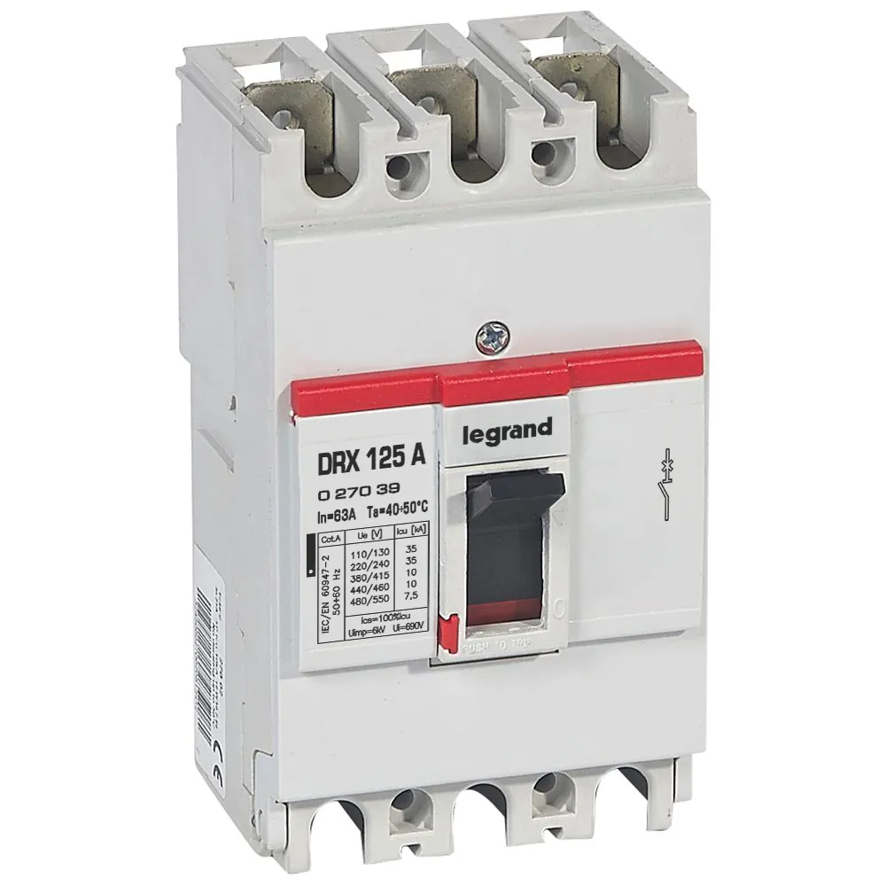 Legrand DRX Thermal-Magnetic MCCB 63A 3 Pole 10kA - 027039