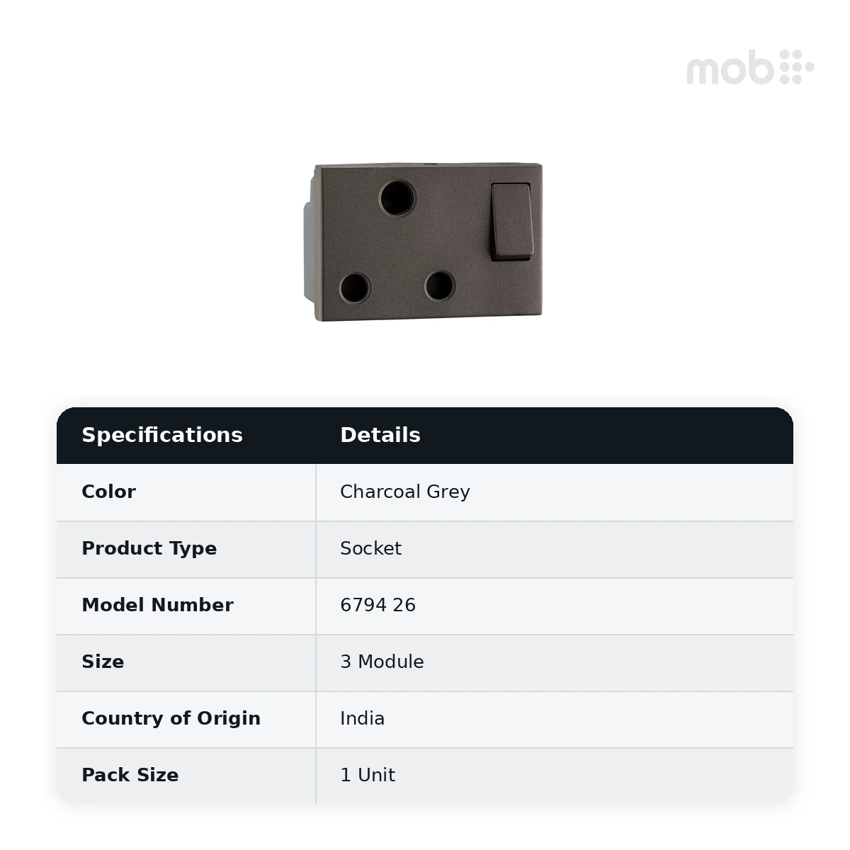 Legrand Myrius 16A - Switched Socket - with Shutter - 3 Pin - 3 Module, Cat. No.: 6794 26 - image 2
