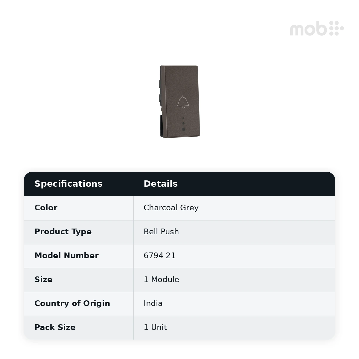 Legrand Myrius 6A - Bell Push - 1 Way - with Indicator - 1 Module, Cat. No.: 6794 21 - image 2
