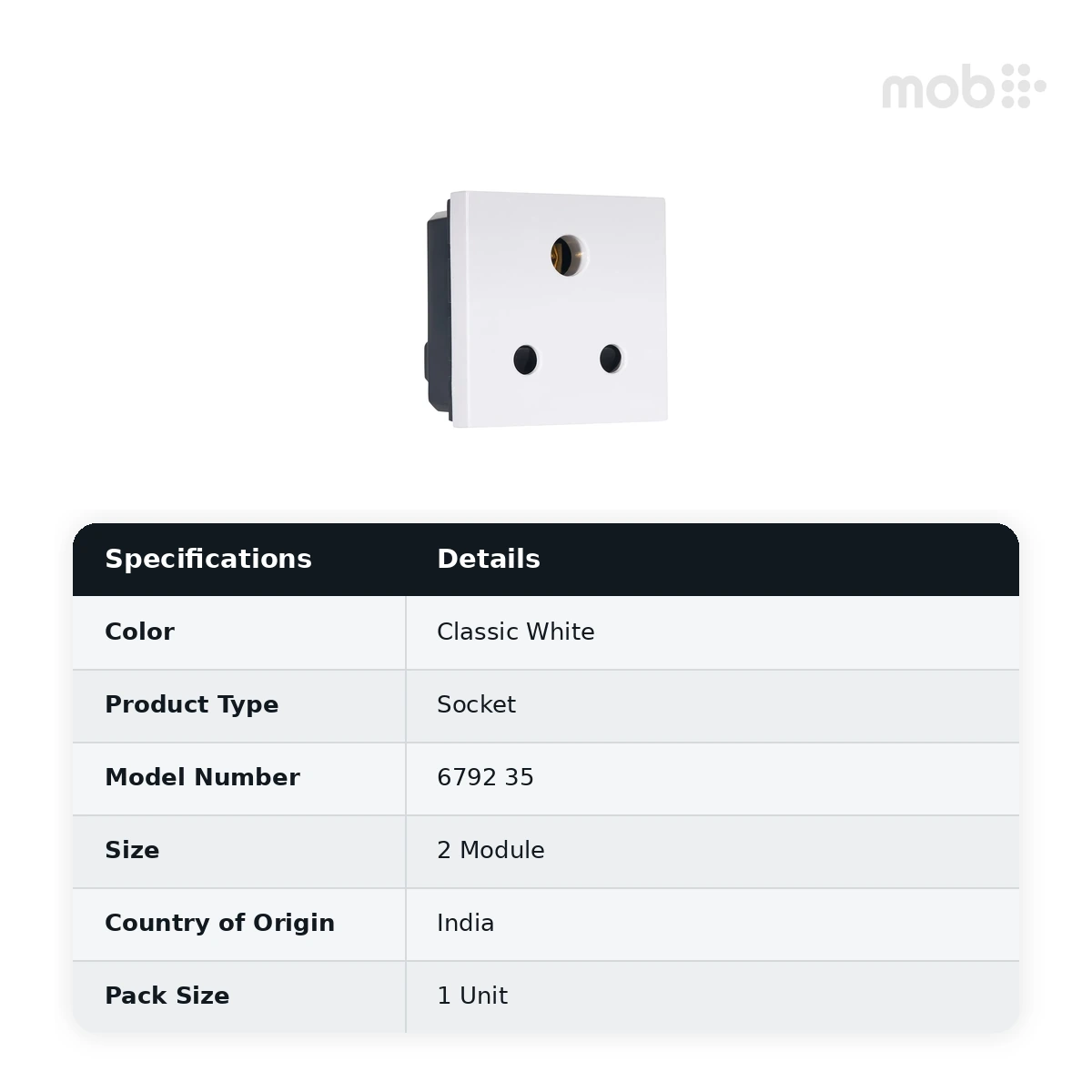 Legrand Myrius 6A - Socket - with Shutter - 3 Pin - ISI - 2 Module, Cat. No.: 6792 35 - image 2