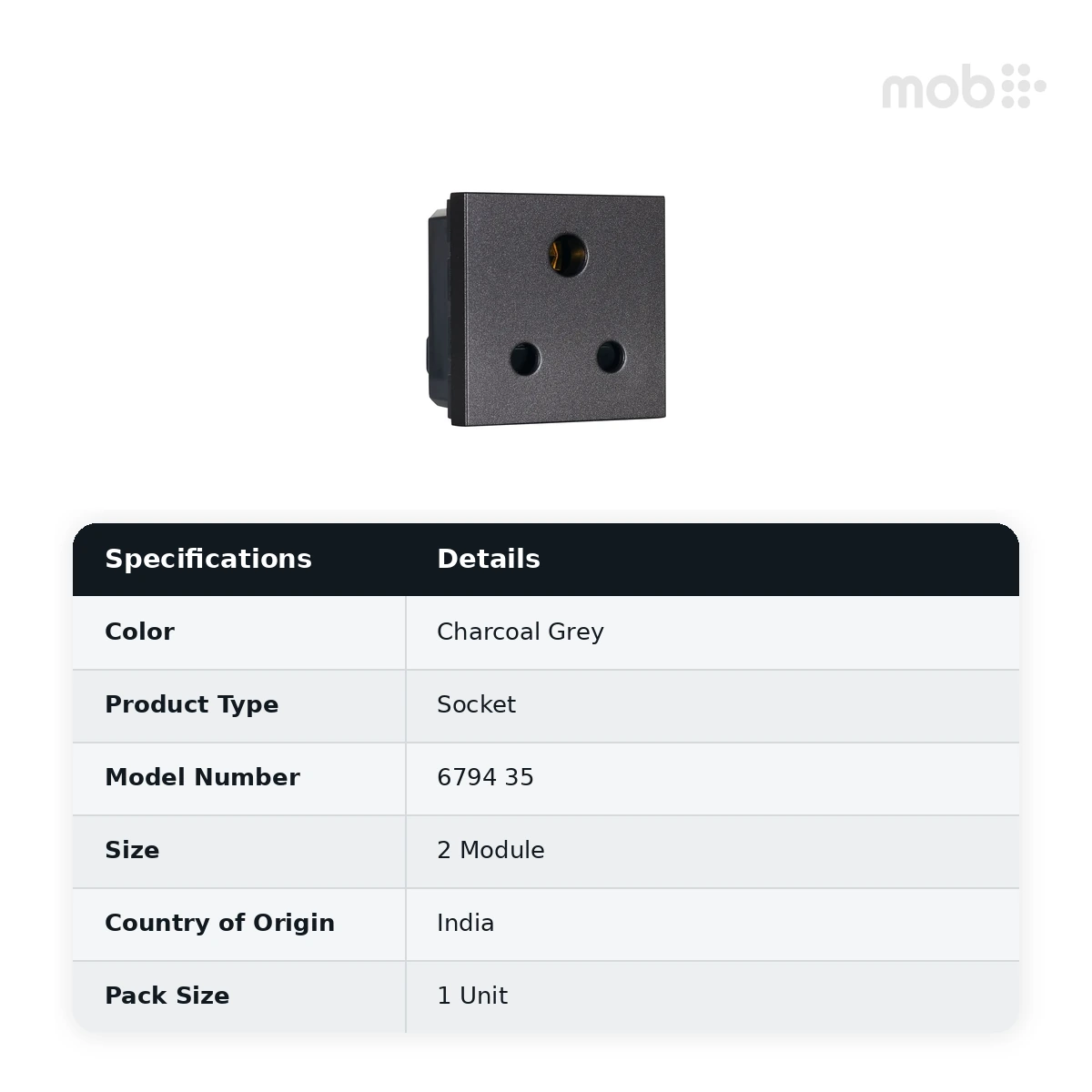 Legrand Myrius 6A - Socket - with Shutter - 3 Pin - ISI - 2 Module, Cat. No.: 6794 35 - image 2