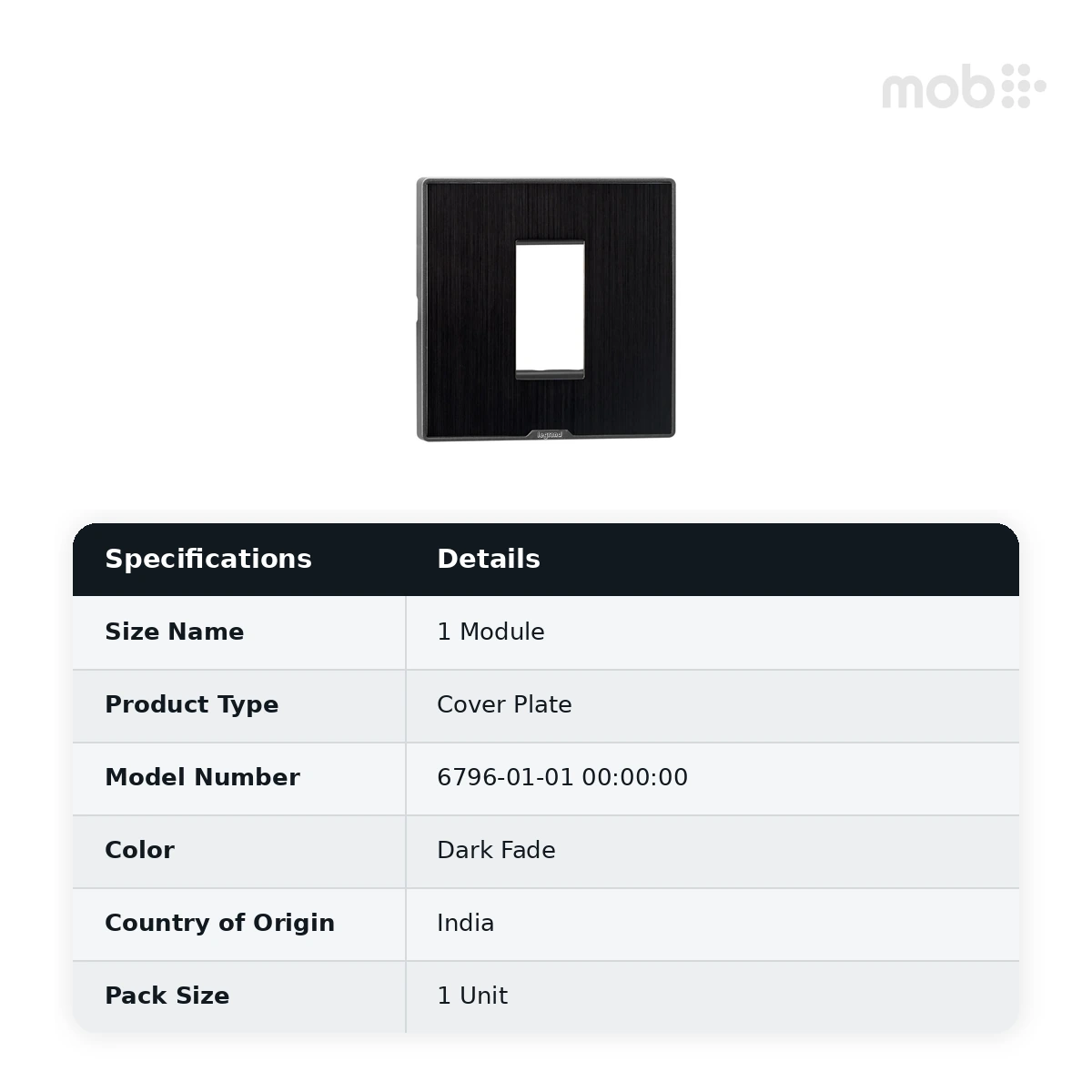 Legrand Myrius Cover Plate - 1 Module - Dark Fade, Cat. No.: 6796 01 - image 2