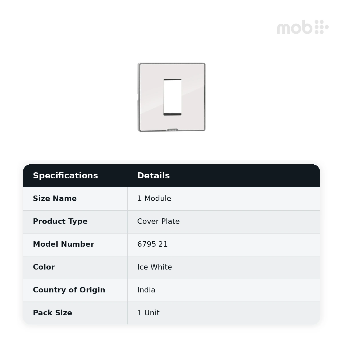 Legrand Myrius Cover Plate - 1 Module - Ice White, Cat. No.: 6795 21 - image 2
