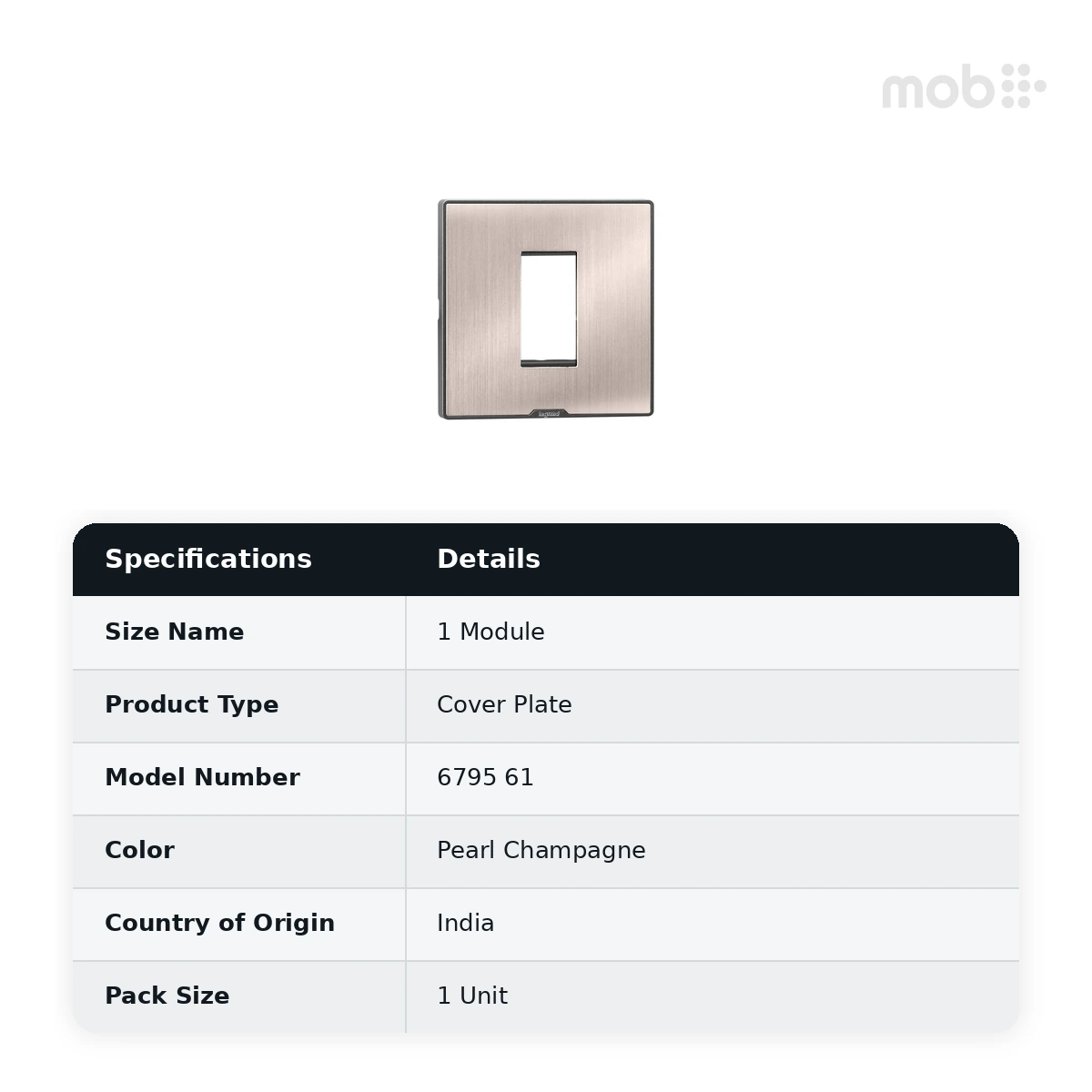 Legrand Myrius Cover Plate - 1 Module - Pearl Champagne, Cat. No.: 6795 61 - image 2